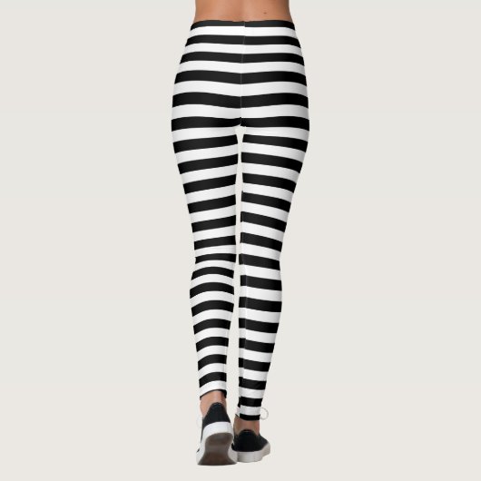 Zwart-wit gestreept (of aangepaste kleur) leggings (Achterkant)
