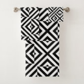 Zwart-wit gestreept op kunst Geometrisch Patroon Bad Handdoek (Insitu)