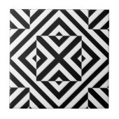 Zwart-wit gestreept op kunst Geometrisch Patroon Tegeltje (Voorkant)