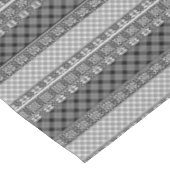 Zwart-wit gestreept patchwork met kant tafelkleed (Gekanteld)