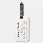 Zwart-wit gestreept patroon met monogram bagagelabel (Achterkant verticaal)