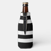 Zwart-wit gestreept patroon naam print flesjeskoeler (Fles Achterkant)