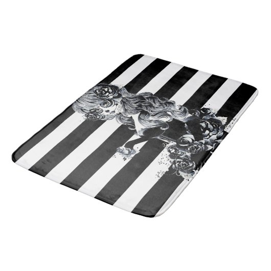 Zwart-wit gestreept  Suikermeisje Badmat (Gekanteld)