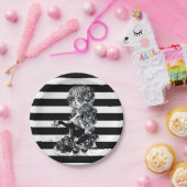 Zwart-wit gestreept  Suikermeisje Papieren Bordje (Feest)