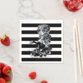 Zwart-wit gestreept  Suikermeisje Servet (Insitu)