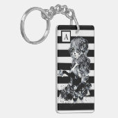 Zwart-wit gestreept Suikermeisje Sleutelhanger (Voorkant Links)