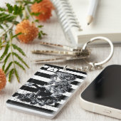 Zwart-wit gestreept Suikermeisje Sleutelhanger (Voorkant Rechts)