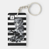 Zwart-wit gestreept Suikermeisje Sleutelhanger (achterkant)