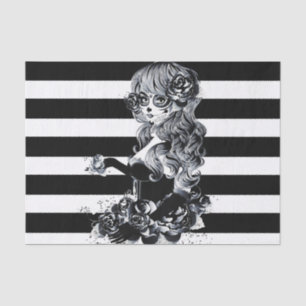 Zwart-wit gestreept  Suikermeisje Tissuepapier