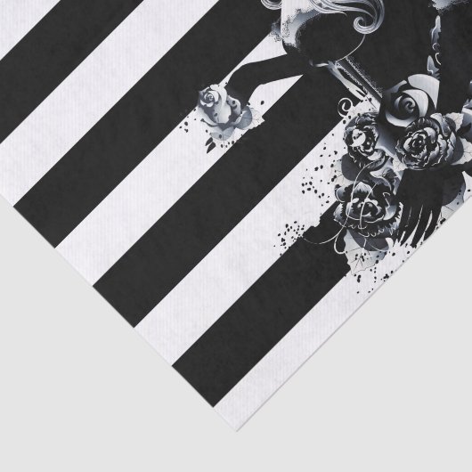 Zwart-wit gestreept  Suikermeisje Tissuepapier (Detail)