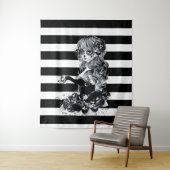 Zwart-wit gestreept Suikermeisje Wandkleed (In situ)
