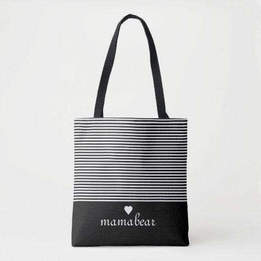 Zwart-wit gestreept tote bag (Voorkant)