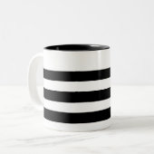 Zwart-wit gestreept tweekleurige koffiemok (Voorkant links)