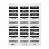 Zwart & Wit Gestreept Uitnodigingsadreslabel Etiket (Full Sheet)