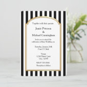 Zwart-wit gestreept verticaal trouwkaart kaart (Staand voorkant)