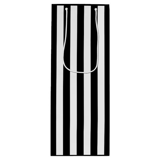 Zwart-wit gestreept wijn cadeautas (Voorkant)