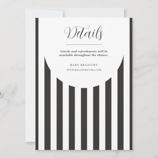 Zwart-wit gestreept zonnescherm, genderneutraal kaart (Achterkant)