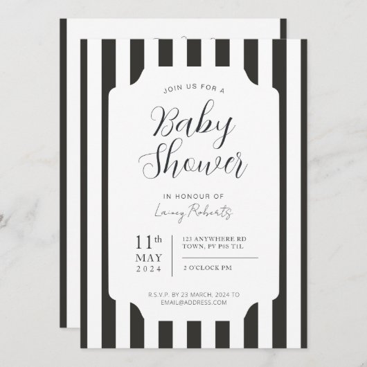 Zwart-wit gestreept zonnescherm, genderneutraal kaart (Voorkant / Achterkant)