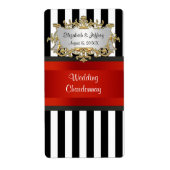 Zwart Wit Gestreept Zwart Rood Lint Wijnlabel Etiket