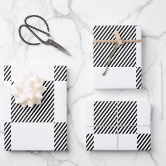 Zwart & Wit, Gestreepte, Abstract, Geruit Inpakpapier Vel