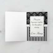 Zwart-wit gestreepte barokke felicitaties kaart (Binnen)