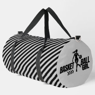 Zwart-wit gestreepte basketbalspeler meisje plunjezak