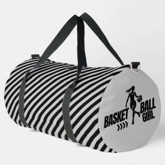 Zwart-wit gestreepte basketbalspeler meisje plunjezak