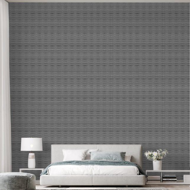 Zwart-wit gestreepte behang | Modern gestreept  (Slaapkamer)