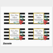 Zwart-wit gestreepte bewegende aankondiging rechthoekige sticker (Vel)