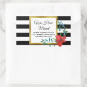 Zwart-wit gestreepte bewegende aankondiging rechthoekige sticker (Tas)