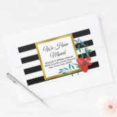 Zwart-wit gestreepte bewegende aankondiging rechthoekige sticker (Envelop)