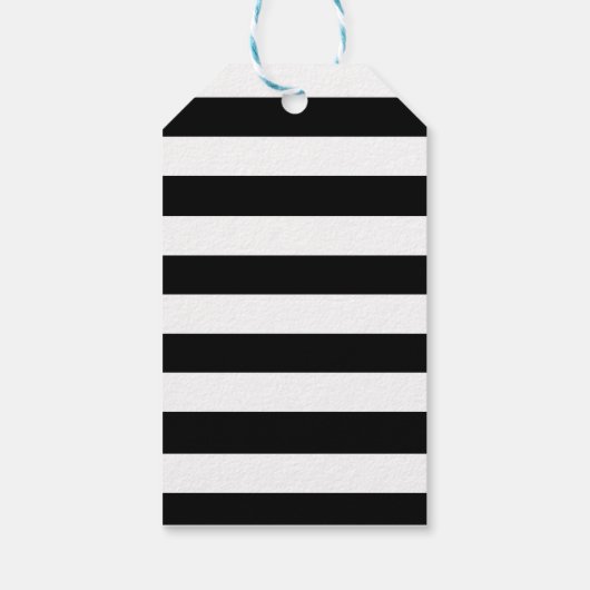 Zwart & Wit Gestreepte Bloemen Gift Label | fuchsi Cadeaulabel (Achterkant)