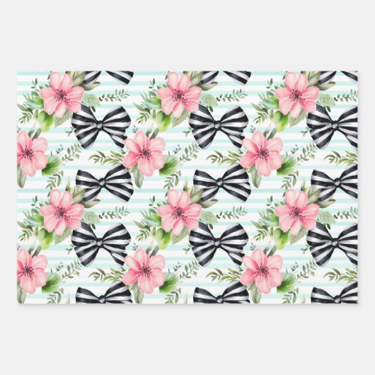 Zwart-wit Gestreepte Bogen Coquette Patroon Inpakpapier Vel (Voorkant 2)