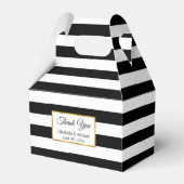 Zwart-wit gestreepte bruiloft dank u bedankdoosjes (Voorkant Zijde)