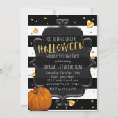 Zwart & wit gestreepte Candy Corn Halloween-feest Kaart (Voorkant)