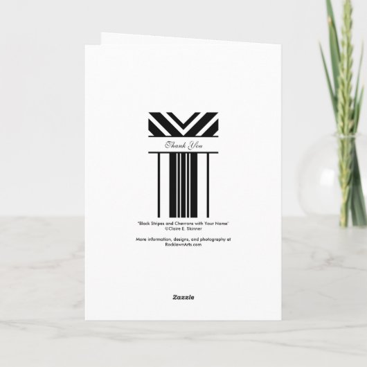 Zwart-wit gestreepte chevrons bedankkaart (Achterkant)