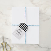 Zwart & Wit Gestreepte Chic Glam Cadeaubijslage Cadeaulabel (Met Touw)