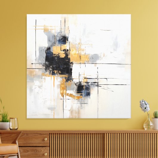 Zwart-wit gestreepte doek canvas afdruk (Insitu (Woonkamer))