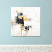 Zwart-wit gestreepte doek canvas afdruk (Insitu (Houten vloer))