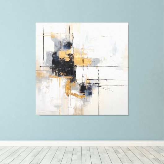 Zwart-wit gestreepte doek canvas afdruk (Insitu (Houten vloer))