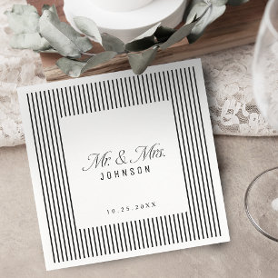 Zwart & Wit Gestreepte Elegantie Klasse Mr en Mrs Servet