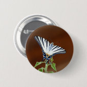 Zwart-wit gestreepte Fantailvlinder Ronde Button 5,7 Cm (Voorkant /achterkant)