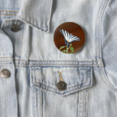 Zwart-wit gestreepte Fantailvlinder Ronde Button 5,7 Cm (In situ)