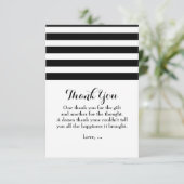 Zwart & Wit Gestreepte Flat Dank u kaart (Staand voorkant)