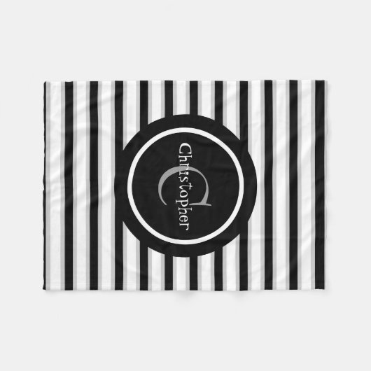 Zwart Wit Gestreepte Gepersonaliseerd Boy's Baby D Fleece Deken (Voorkant (Horizontaal))