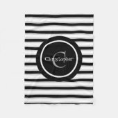 Zwart Wit Gestreepte Gepersonaliseerd Boy's Baby D Fleece Deken (Voorkant)