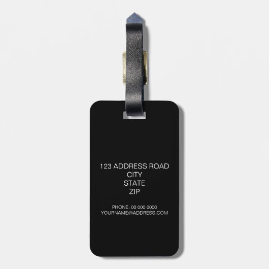 Zwart-wit gestreepte gepersonaliseerde bagagelabel (Achterkant verticaal)