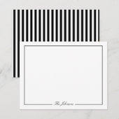 Zwart-wit gestreepte gepersonaliseerde briefpapier notitiekaartje (Voorkant / Achterkant)