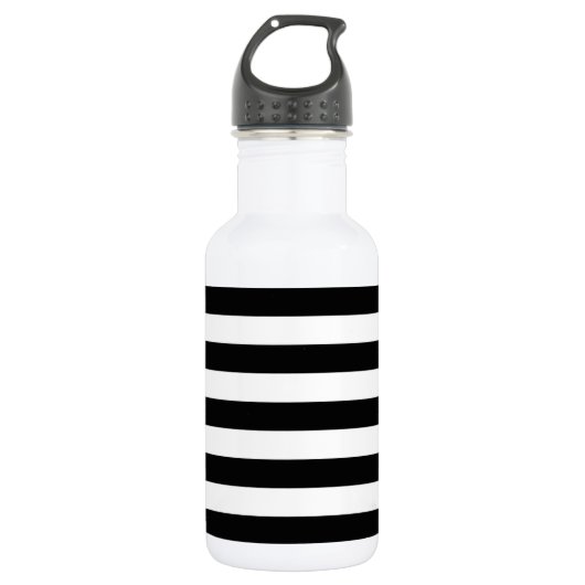 Zwart-wit gestreepte, gestreepte patroon, lijnen waterfles (Voorkant)
