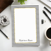 Zwart-wit gestreepte goud folie frame monogram post-it® notes